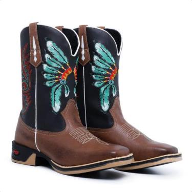 Imagem de Texana Masculina Bota Country Bico Quadrado Cano Medio Botina - CHEROK