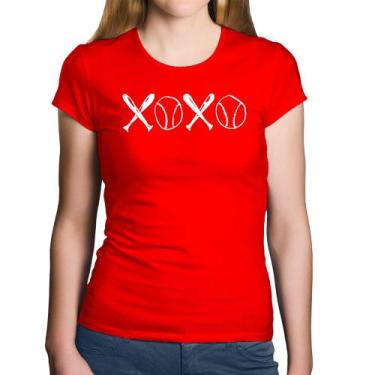 Imagem de Baby Look Algodão Xoxo Baseball - Foca na Moda, Vermelho, M
