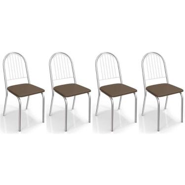 Imagem de Kit 4 Cadeiras De Cozinha Noruega 2c077 4 Un Cromado Marrom 21