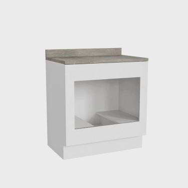 Imagem de Balcão para Forno de Embutir 80cm com Tampo Arizona Cabecasa Madeiramadeira Branco