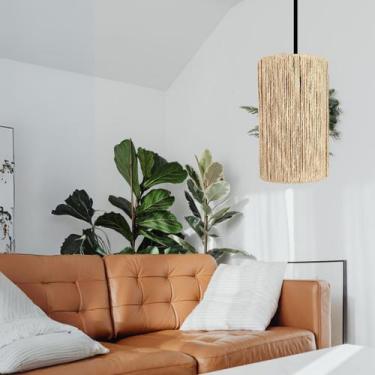 Imagem de Luminaria Pendente Milão Sisal Palha Redondo Moderna Rustica - Rodrigu