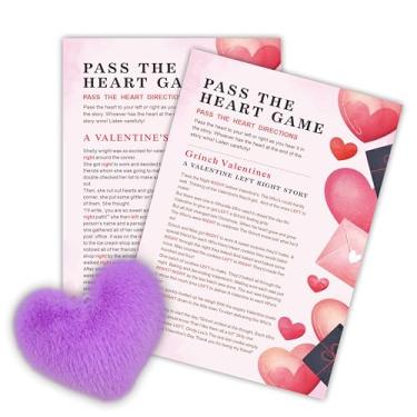 Imagem de NYCTUG Jogo do Dia dos Namorados – Pass The Heart, 2 cartas de jogo esquerda direita e 1 coração fofo, jogo de prêmio em grupo e lembrancinha de festa (lavanda) - A10