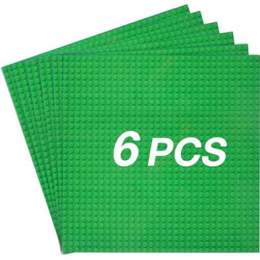 Imagem de JNZong Classic Baseplates Building Base Plates for Building Bricks 100% Compatible with Major Brands-Baseplates 10" x 10", Pack of 6 (Green)