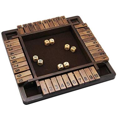 Imagem de Juegoal Jogo de dados Wood 4 jogadores Shut The Box, versão clássica de mesa e jogo de tabuleiro para pub, 30,5 cm