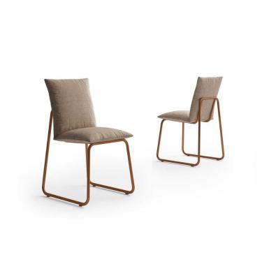 Imagem de Cadeira Sala De Jantar Soft 1750 Aço Kit 2 Uni Cobre-linho Areia - Carraro