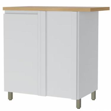 Imagem de Balcão De Canto Nesher Rainha Em Mdf 15mm 1 Porta E 1 Prate Branco Com Nature