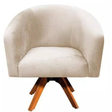 Imagem de Poltrona Decorativa Juliana Giratória Suede Bege - Fábrica 1 Móveis