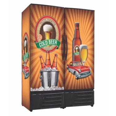 Imagem de Cervejeira Vertical Frilux 1200 Litros Preto 2 Portas Cegas Adesivo Premium 220v Rf-019