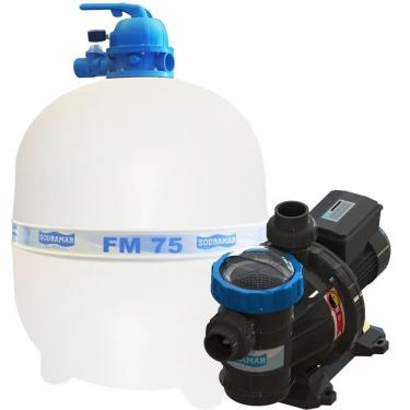Imagem de Conjunto Filtro Fm-75 E Motobomba Bmc-150 1,5 Cv Para Piscinas Até 176.000 Mil Litros - Sodramar