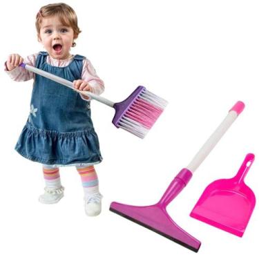 Imagem de kit faxina limpeza infantil vassoura pá rodo brinquedo 3 pçs - COMPANY