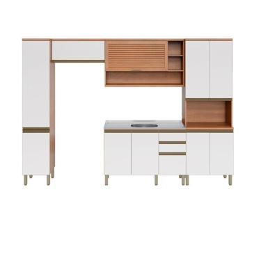 Imagem de Cozinha Completa Modulada 5 Peças Com Gabinete Pia Multimóveis Cr20409 Freijó-branco