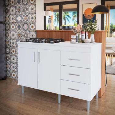 Imagem de Kit Bancada Ilha para Cozinha + Balcão Para Cooktop 1,20m 5 Bocas 2 Po