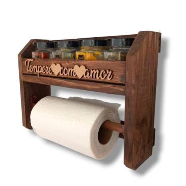 Imagem de Kit Porta Temperos e Papel Toalha Armarinho Casa Decoração Cozinha - A