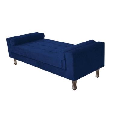 Imagem de Recamier Baú Félix Solteiro 120 cm Suede - Doce Sonho Móveis, Azul Mar