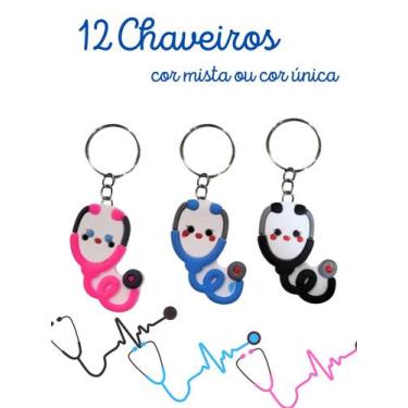 Imagem de 12 Chaveiro Enfermagem Farmacia Medicina estetoscópio enfermeiro medic