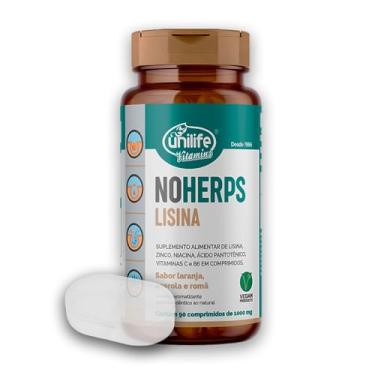 Imagem de NoHerps Lisina 1000mg Unilife 90 comprimidos Laranja e Acerola + Porta Cápsulas