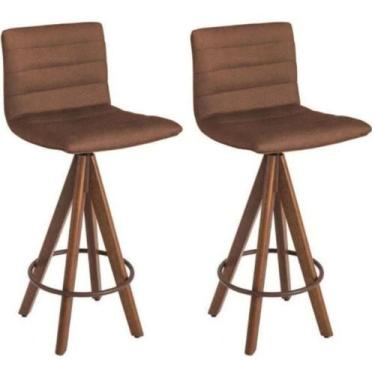 Imagem de Kit 2 Banquetas Gourmet Giratoria Julia-Assento Marrom - GAT MAGAZINE
