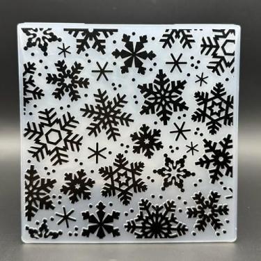 Imagem de Modelo de pasta em relevo de plástico 3D, elementos de Natal, floco de neve, 5 texturas de 15 x 15 cm para fazer cartões, faça você mesmo, scrapbooking, papel, artesanato, artesanato, scrapbook, arte