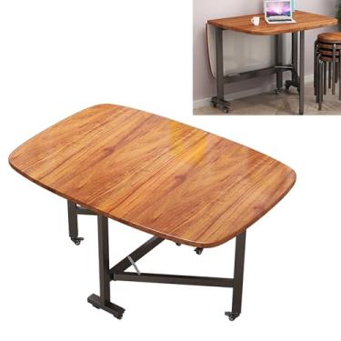 Imagem de Mesa de jantar dobrável com folhas caídas, mesa de borboleta extensível, mesa dobrável de madeira para economizar espaço, mesa expansível multifuncional para sala de estar, sala de jantar