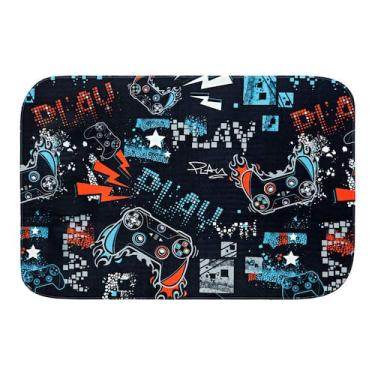 Imagem de Tapete Para Quarto Estampado Game Win Azul 60cm x 40cm - Base Antiderr