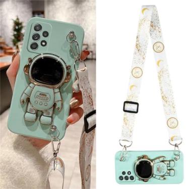 Imagem de Capa de telefone com suporte de astronauta com cordão transversal para Samsung Galaxy A14 A24 A34 A54 A04 A04E M13 F13 M14 M54, azul celeste, para A04 4G