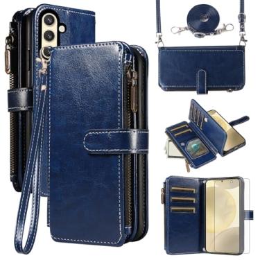 Imagem de Asuwish Capa de celular para Samsung Galaxy S24/S25 5G com protetor de tela de vidro temperado e cordão com zíper, porta-cartões, suporte, suporte, acessórios para celular S 24 24S 25 25S G5 SM-S931U