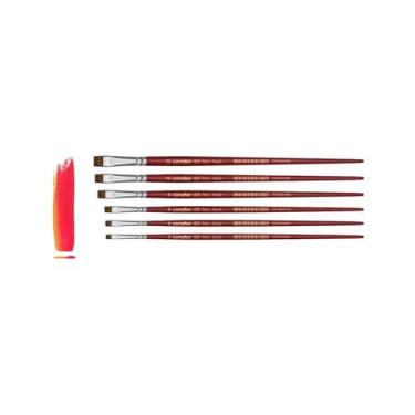 Imagem de Kit 6 pincel chato reto 421 artista orelha de boi 2 - 12 condor