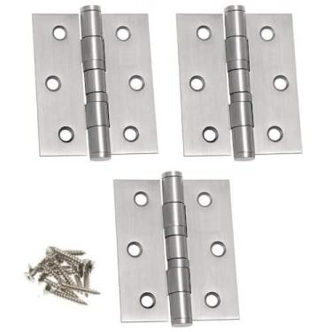 Imagem de Dobradiça 3 1/2x3 Aço Inox Escovado com Anel Cartela com 3 unidades RC