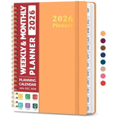 Imagem de Agenda 2026, agenda semanal e mensal, janeiro de 2026 a dezembro de 2026, agenda de calendário de capa dura com abas para mulheres e homens, bolso interno, encadernação espiral, perfeito para