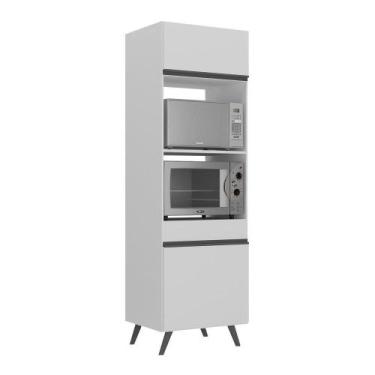 Imagem de Paneleiro 2 Portas Para Forno E Microondas Branco/preto - MULTIMOVEIS