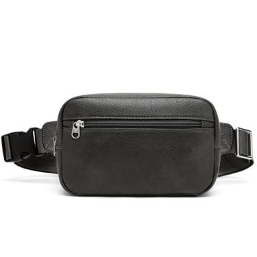 Imagem de GOINSOUND Pochete feminina de couro vegano para esportes ao ar livre com alça ajustável para viagens, caminhadas, escalada, corrida, passear com o cachorro, Cinza escuro, Medium