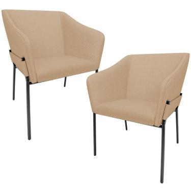 Imagem de Kit 2 Cadeiras Para Sala De Jantar Estar Living Olívia L02 Linho Bege Escuro - Lyam Decor