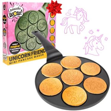 Imagem de Forma de mini panqueca de unicórnio – Faça 7 unicórnios Flapjack exclusivos, panela antiaderente para bolo de café da manhã divertido e fácil limpeza, presente mágico de aniversário