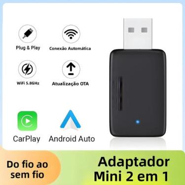 Imagem de Adaptador Wireless Carplay E Android Auto 2 Em 1 Dongle Bluetooth Plug