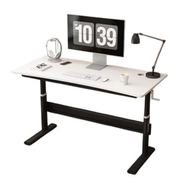 Imagem de Mesa ajustável manual, mesa de trabalho com altura ajustável, mesa de trabalho 80/100/120/140 x 60 cm, placa espessa, aço carbono, multicolorida, ergonômica para escritório, escritório, preto, D 100 x