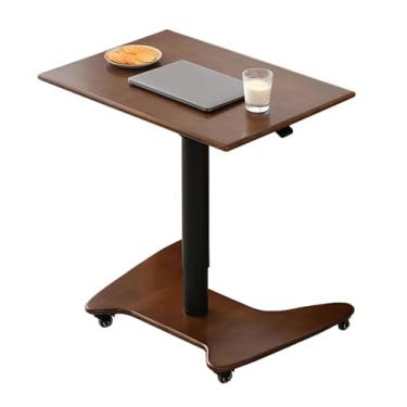 Imagem de HGTRH Mesa de suporte sentado, mesa de pé com rodízios freáveis, ajuste de altura de elevação pneumática, 72-110 cm, madeira maciça/liga de alumínio, sem balanço, mesa de trabalho para computador B