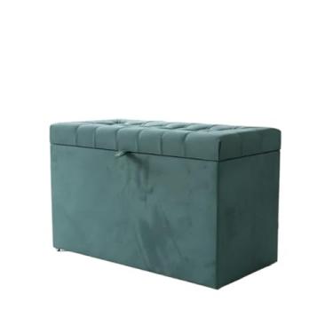 Imagem de Puff Baú Decorativo Estofado C/pistão á gás 68 cm 100% MDF(AZUL TIFANNY,Pés em PVC)