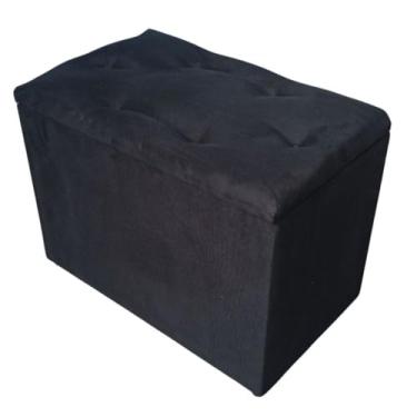 Imagem de Puff Baú Retangular Suede Porta Objetos(PRETO)