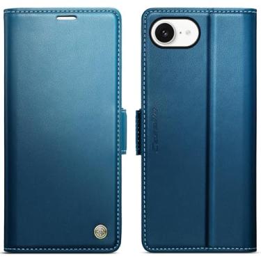 Imagem de WJXEXRS Capa carteira para iPhone 16E, elegante capa de couro PU flip com [bloqueio RFID] [suporte de cartão] [função de suporte] capa de telefone à prova de choque para iPhone 16E 6,1 polegadas