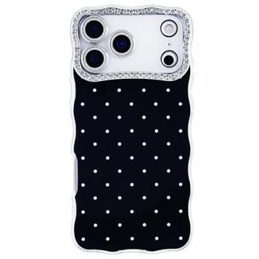 Imagem de DMaos Capa para iPhone 17, design fofo de bolinhas, diamantes destacáveis, protetor de vidro para lente de câmera, feminino para iPhone17 de 6,3 polegadas - preta