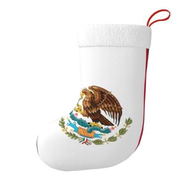 Imagem de SKKNT Meia de Natal com estampa de bandeira do México, decoração de Natal, festa em casa, escritório, férias, lareira, meias suspensas
