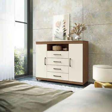 Imagem de Cômoda Santos Andirá Master 4 Gavetas 2 Portas com Rodízio - Santos An