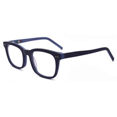 Imagem de Armação óptica retrô elegante, lentes transparentes, quadradas, sem receita médica, óculos de acetato azul
