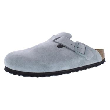 Imagem de Birkenstock Tamancos unissex Boston Soft Footbed, Sálvia pura/marrom/cinza, 6 Narrow Women/8 Narrow Men