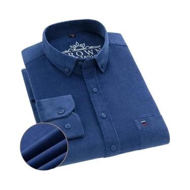 Imagem de Camisa Social Masculina plus Size 6XL 7XL De Veludo Cotelê Manga Longa