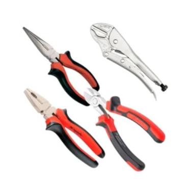 Imagem de MTX Jogo de Alicates 4 Peças, Universal, Corte Diagonal, Bico Meia Cana, Alicate de Pressão, Aço Carbono Niquelado, Profissional, Kit Completo