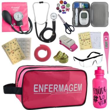 Imagem de Kit Enfermagem Aparelho de Pressão Estetoscópio Medidor Glicose - PREM