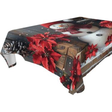 Imagem de Blueangle Linda toalha de mesa de boneco de neve de Natal – Toalha de mesa retangular de poliéster impermeável e resistente a manchas para interior e exterior, 137 x 183 cm (31)