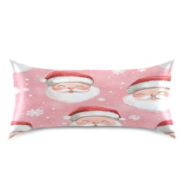 Imagem de Blueangle Linda fronha de cetim de Papai Noel para cabelo e pele, fronha de seda, tamanho king (50,8 x 101,6 cm) - fronhas de cetim com fecho de envelope (788)