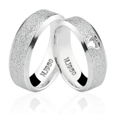 Imagem de Par de Aliança de Prata 950 com Pedra Natalia Joias AL73, Prata